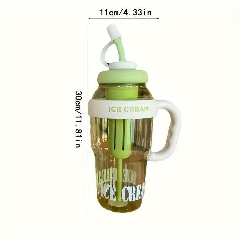 1 Piece 1300ML Large Capacity Water Cup, with Handle and Straw, Portable Sports Drinking Bottle, Leak-Proof, Ideal for Fitness Travel Outdoor Activities