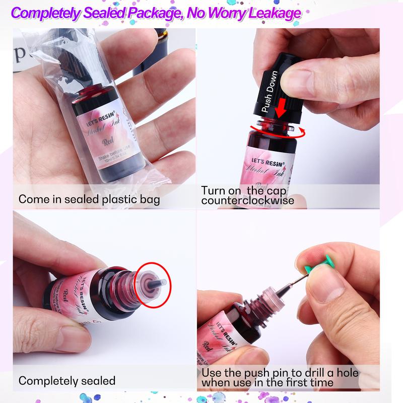 18/26/48 Colors High Concentrated Alcohol Ink Set, Each 0.35oz Epoxy Resin Concentrated Ink Set for Tumblers, Alcohol Resin Dye for Art- LET'S RESIN