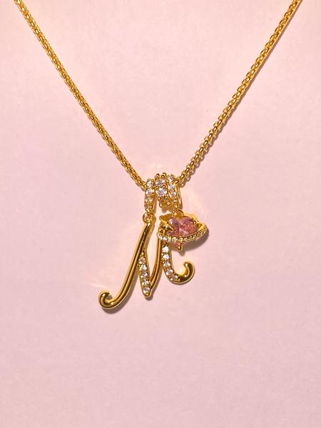 Initial Letter Heart CZ Birthstone Necklace With Rose Jewelry Gift Box, 18K Gold Plated Alphabet Pendant Necklace for Women, Birthday Christmas Jewelry Gift for Women Girl Wife Daughter Love Necklace