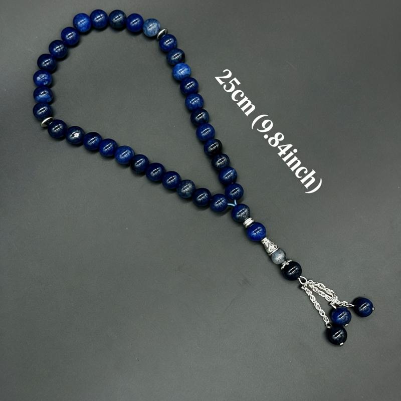 Natural Blue Dragon Pattern Agate Prayer Beads, Retro Zen Buddha Beads Bracelet, Peace & Blessing Jewelry for Men and Women