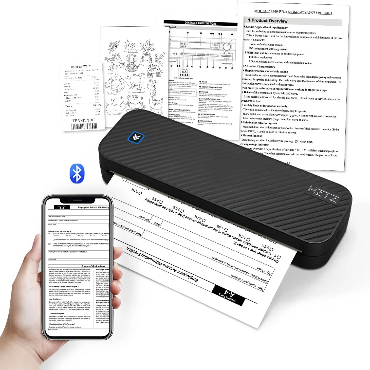 Portable Thermal Printer, 1 Count USB Rechargeable Wireless Photo Printer, Compact Lightweight Printer for Home Office School Travel, Mobile Thermal Printer