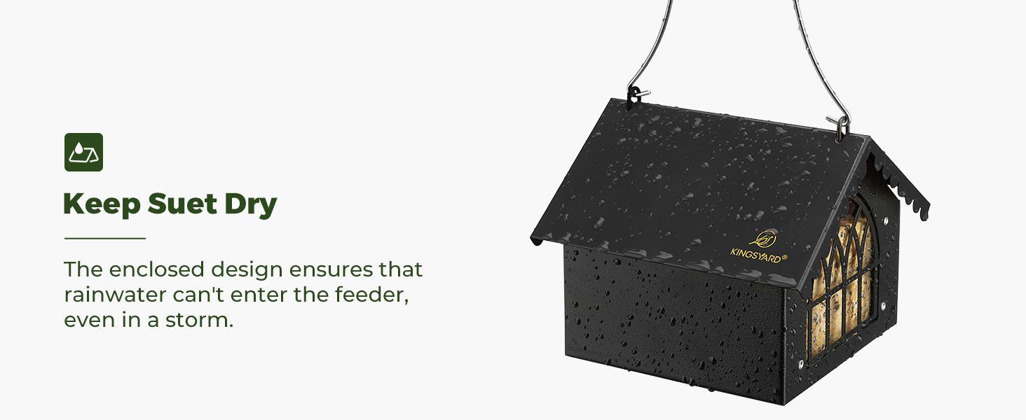 Double Upside Down All Metal Suet Feeder with Weatherproof Roof, for Outdoors Hanging, Great for Downy Woodpecker, Nuthatch, Chickadee, Black