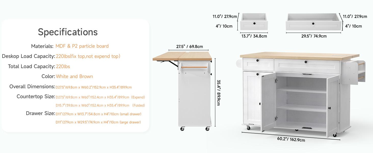 【SPOTLIGHT DAY】ONBRILL 60" / 81.7" Kitchen Island with Power Outlet & Drop Leaf, Kitchen Rolling Island with Spice Rack & Towel Rack, Knife Holder, Kitchen Island Cart with Trash Storage Cabinet, Mobile Island Table for Kitchen 【SPOTLIGHT DAY】ONBRILL 60" / 81.7" Kitchen Island with Power Outlet & Drop Leaf, Kitchen Rolling Island with Spice Rack & Towel Rack, Knife Holder, Kitchen Island Cart with Trash Storage Cabinet, Mobile Island Table for Kitchen