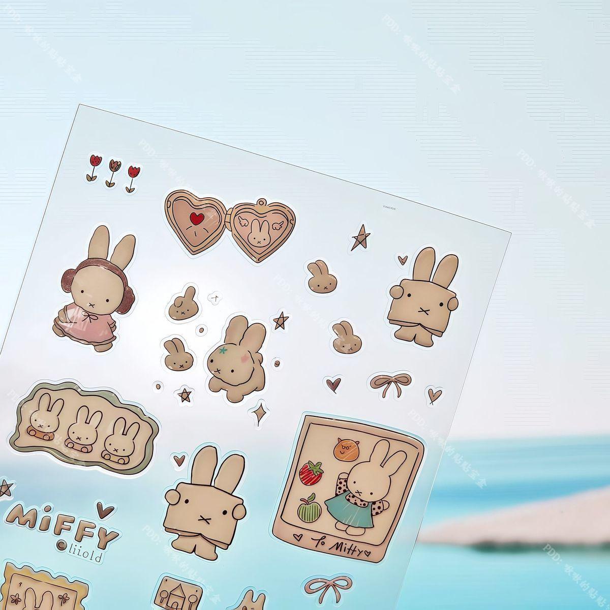 Cute Miffy 3D Nail Stickers Kawaii Glass Camera Nail Stickers Decoration Anime Printing Stickers Holiday Surprise Gifts