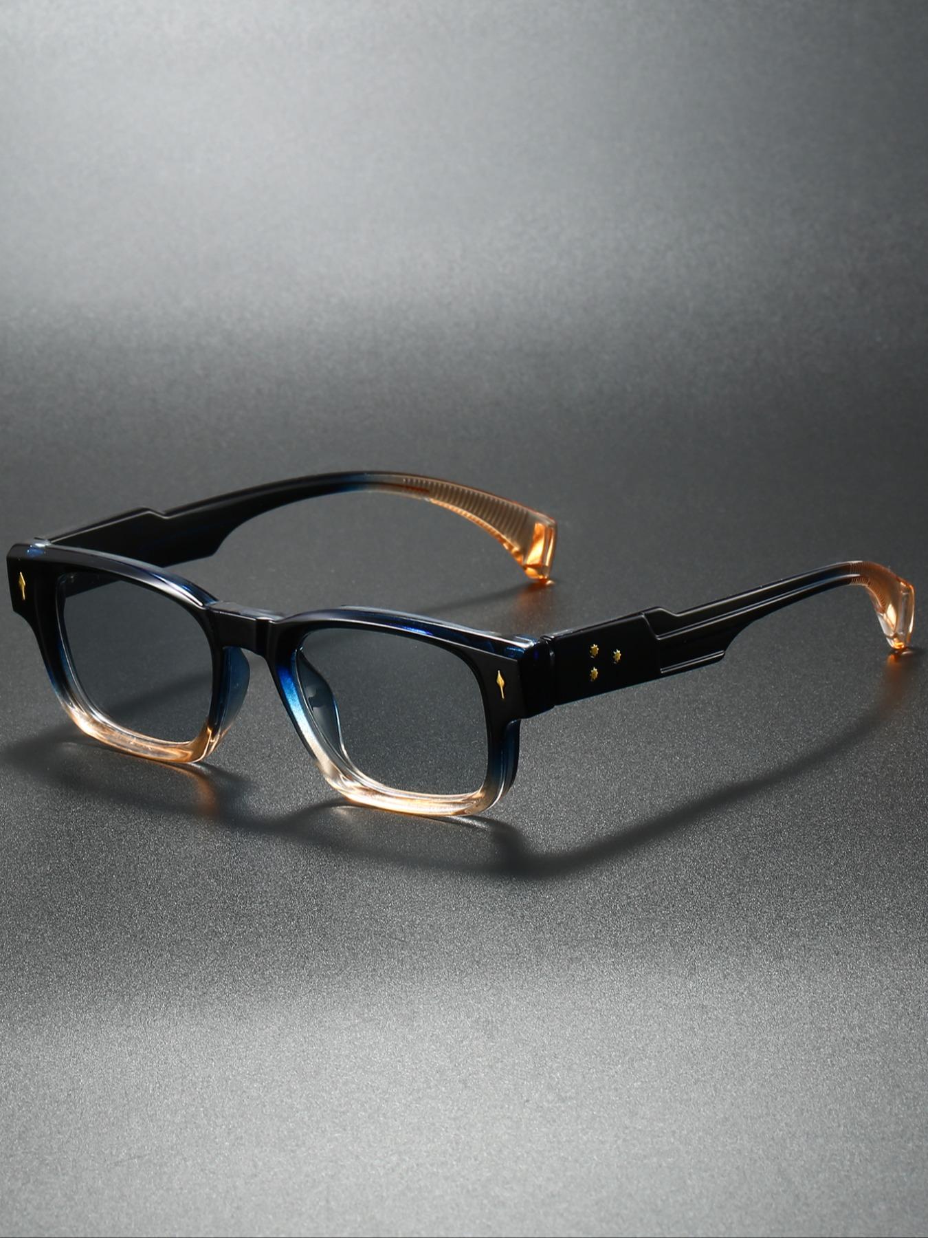 Men's Fashion Eyeglasses Frame, Square Frame Glasses, Classic Style Arrow Design, Trendy Rivet Decoration, Vintage Look, New Arrival, Stylish Eyeewear, Square Frames Eyeglass, Square Frame Eyewear, Casual Stylish Glasses