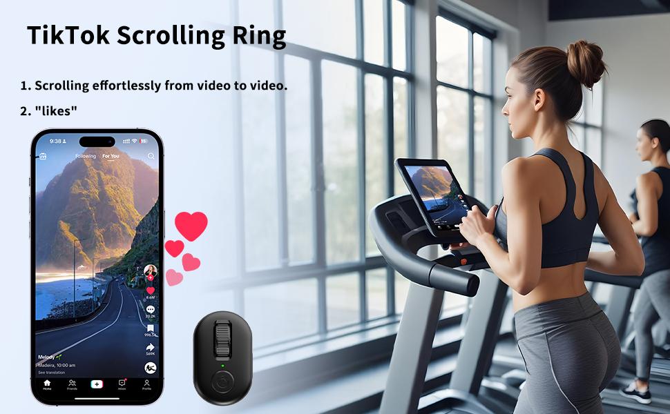 Scrolling Ring Wireless Bluetooth Remote Control for TikTok, Youtube Shorts, Instagram Reels, RedNote, Douyin, Kindle App - Not Compatible with Kindle Device, Google and Motorola Phones