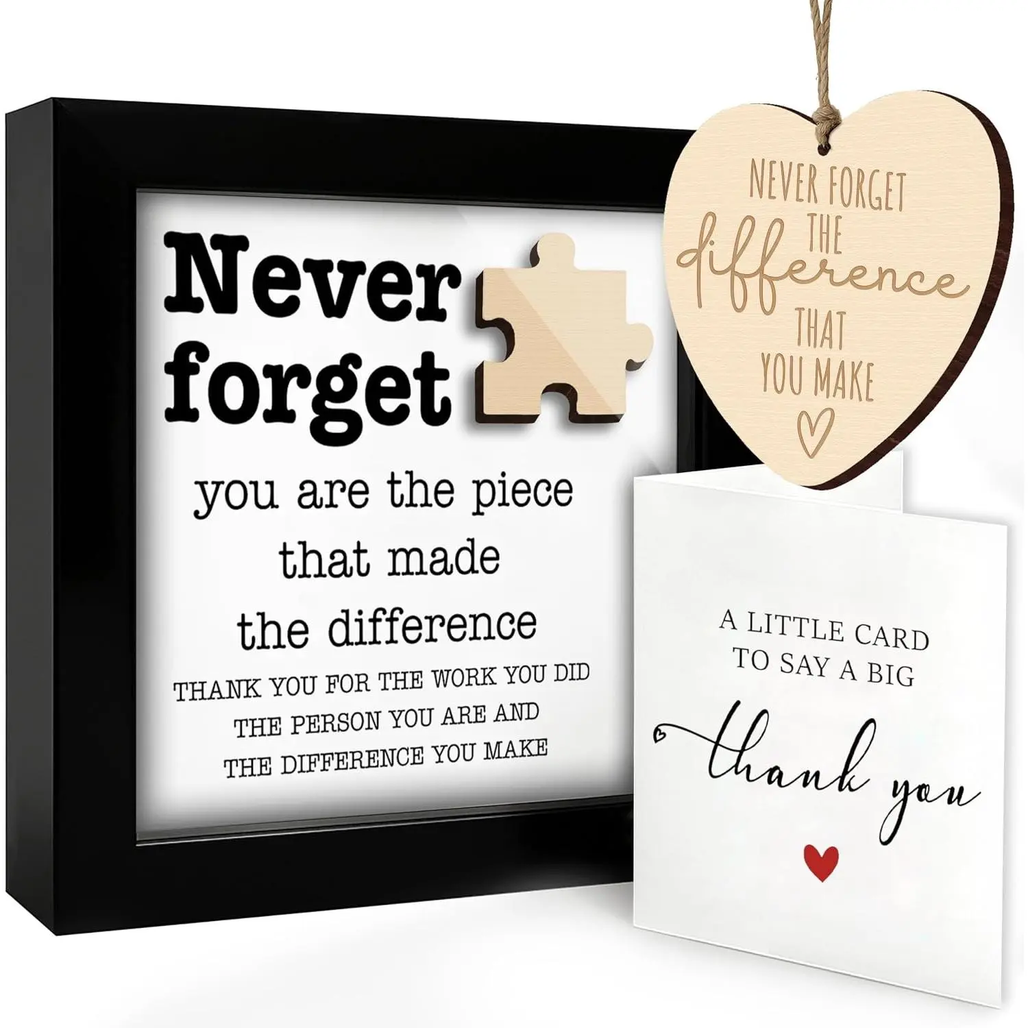 Thank You Appreciation Gift Set with Sign, Ornament & Card - Never Forget the Difference You Make | Ideal for Coworker, Boss, Teacher, Employee, Retirement & FarewellsGift
