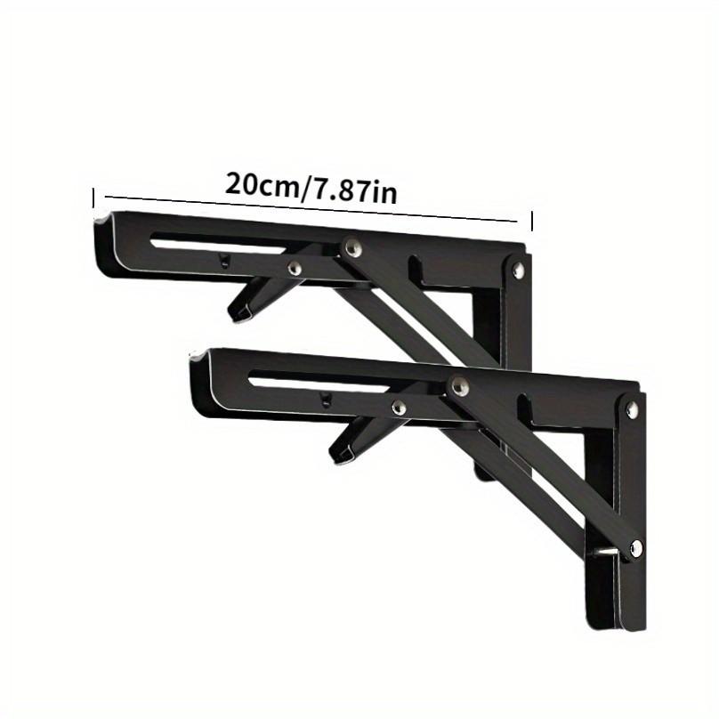 Heavy Duty Adjustable Wall Mount Shelf Brackets Set of 2, Foldable Rust-Proof Space Saving Kitchen Storage Rack, Industrial Grade Expandable Tool Shelf Board for Indoor Outdoor Home Organization