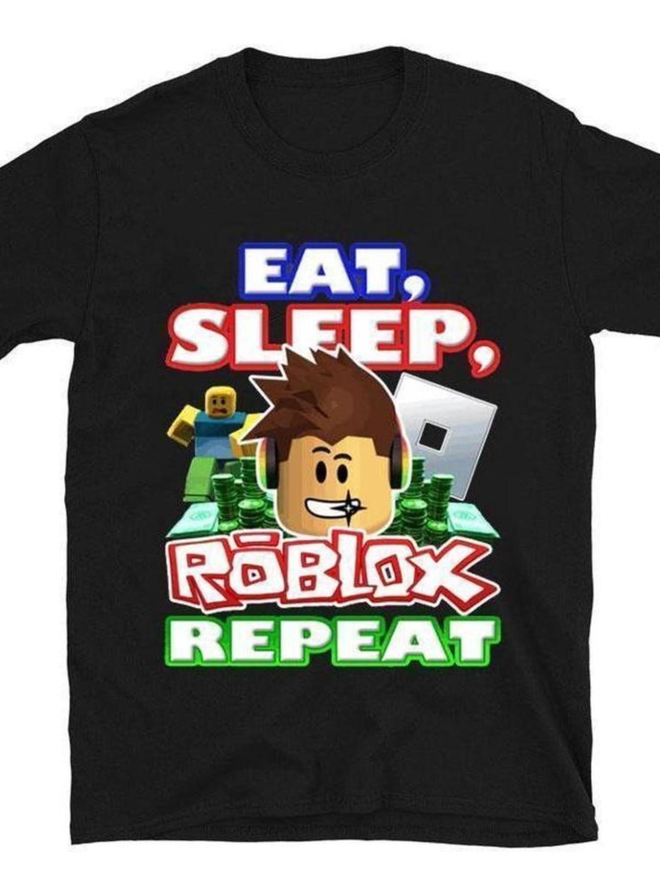 Vintage Loose-Fit T-Shirt for Kids, Roblox Letter Print, Summer Casual Top, Short Sleeve, All Seasons Wear