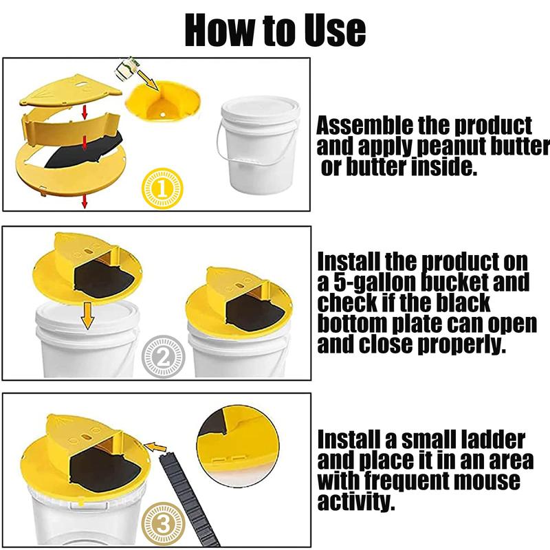 Flip 'N Slide Bucket Mouse Trap - Multi-Catch, Auto-Reset, Humane/Lethal Rat Trap - ABS Plastic Material, Reusable Mouse Traps for Indoor Home & Outdoor Use