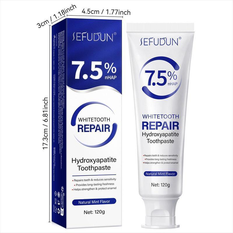 7.5% nHAP Hydroxyapatite Toothpaste, Fluoride Free, Instant Relief for Sensitive Teeth, Enamel Repair & Teeth Whitening, Natural Mint for Daily Oral Care