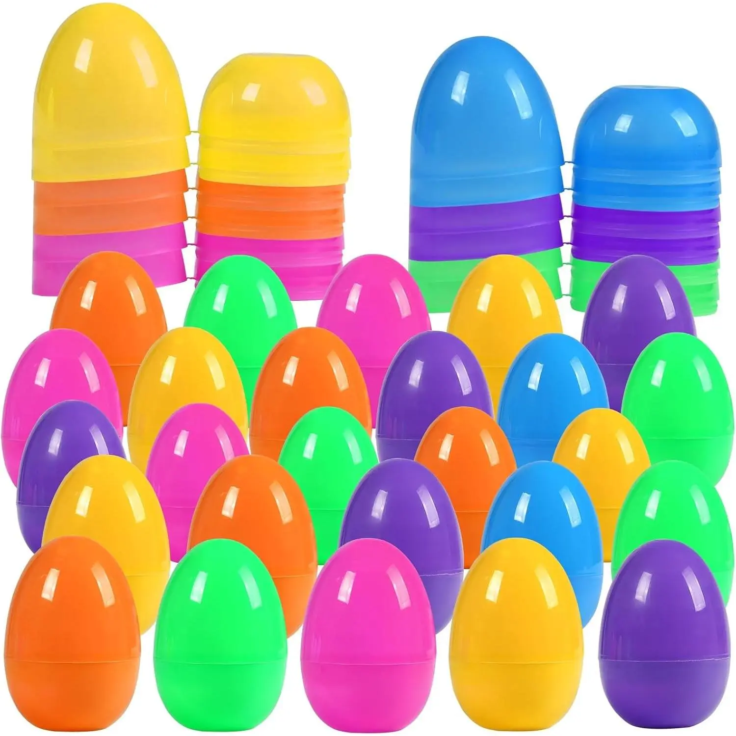 30Pcs 2.36" Fillable Plastic Easter Eggs in Bright Colors, Empty Bulk Assortment for Egg Hunt and Surprise Gifts