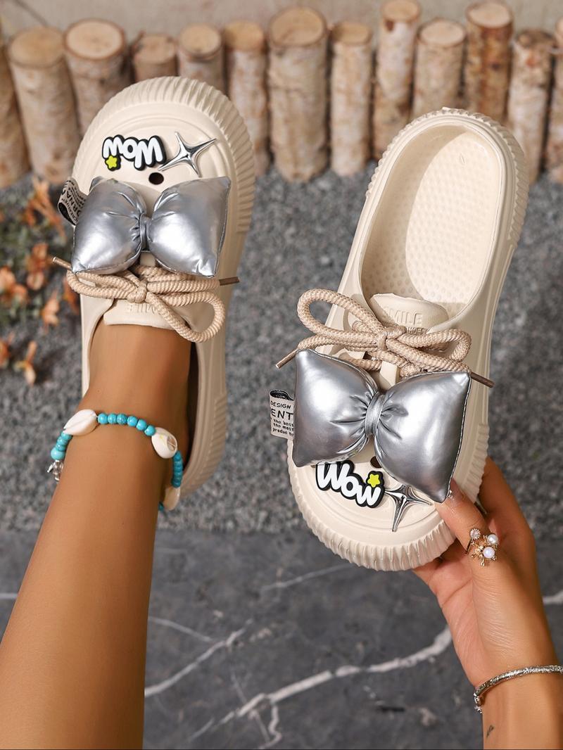 Women's Cute Cartoon Bear Decor Boho Style Slides, Casual Soft Comfortable Home Slippers, Non-slip Slippers for Indoor & Outdoor Wear