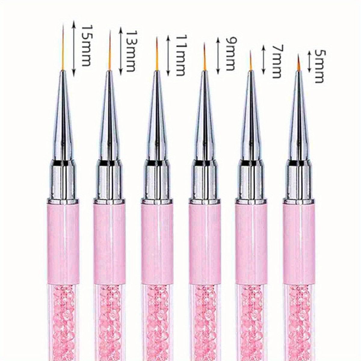 6-Piece Nail Art Line Pen Set, Acrylic Light Therapy Extension Brush, Grid Pen, 3D Design Painting Tool, Floral Drawing Pens
