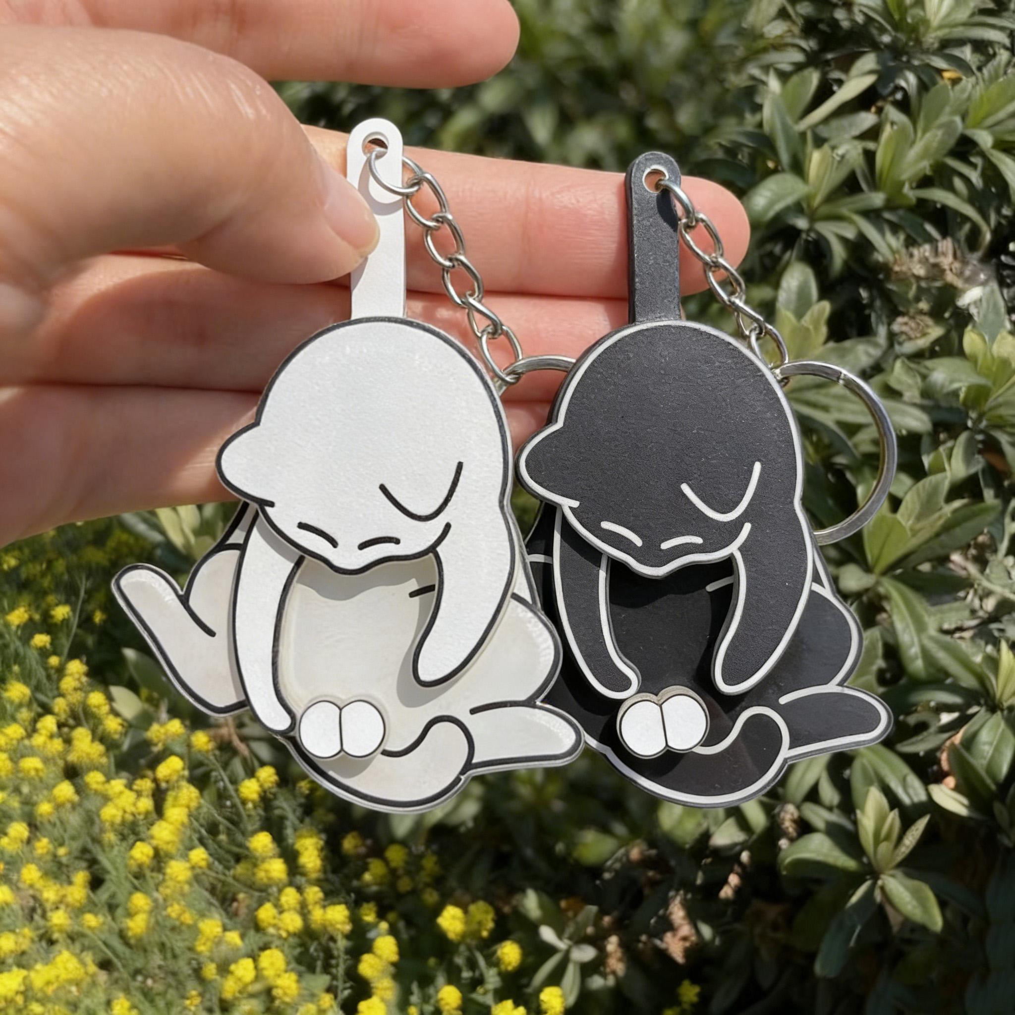 Cartoon Rotatable Cat Keychain Set, Acrylic Pendant, Creative Backpack Decoration for Students, 2 Pieces