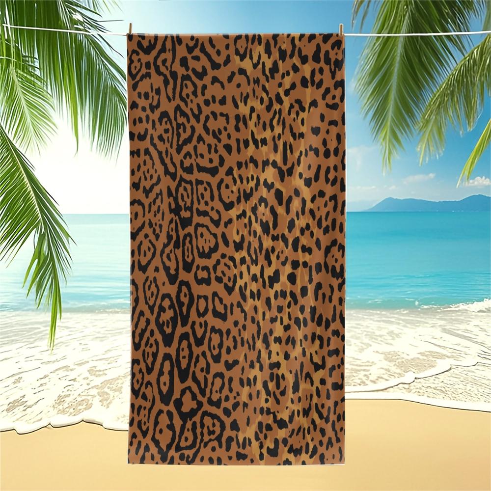 Leopard Print Beach Towel, European American Y2K Style, Quick Dry Absorbent Soft Skin-friendly, Ideal for Trendsetters Beach Pool Vacation