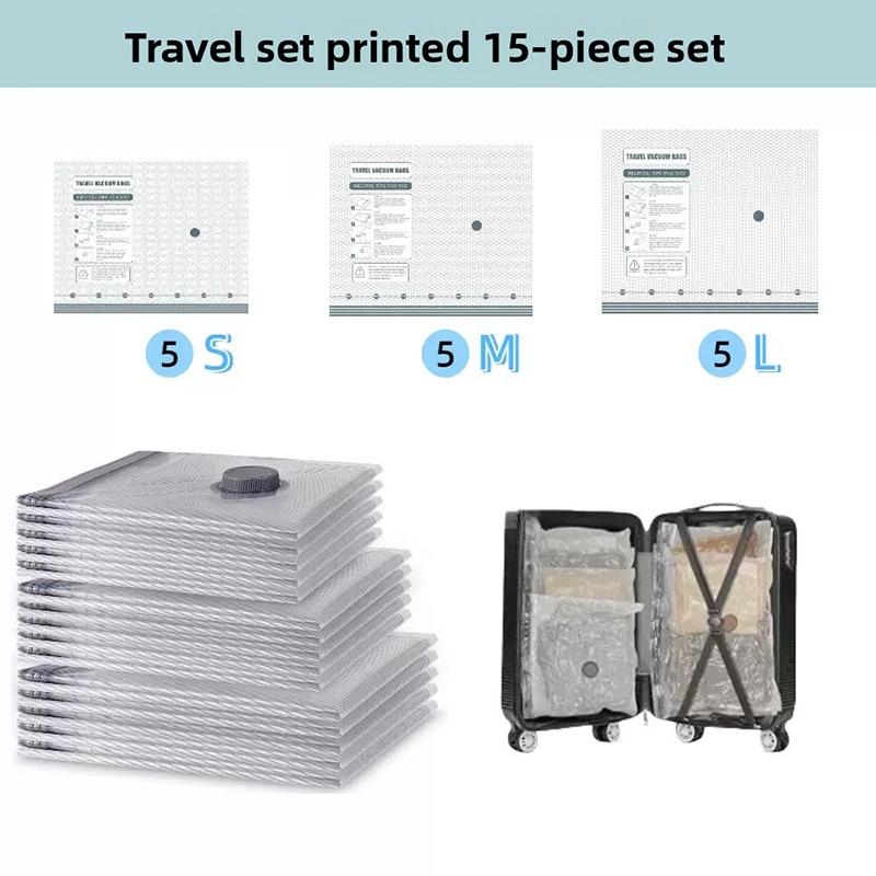 2026 Upgraded Rechargeable Travel Vacuum Bag Set 6/15-Pack Compression Bag for Luggage USB-Powered Handheld Pump Space-Saving, Durable Zipper, Lightweight Storage Box for Clothing and Packing, Travel Organizer Set