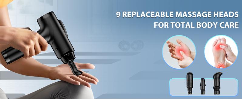 Handheld Muscle Massager Deep Tissue M68-7,Pain Relief with 9 Attachments&30 Speed,Massage Device for Knee,Foot,Neck,Back, Perfect Gift