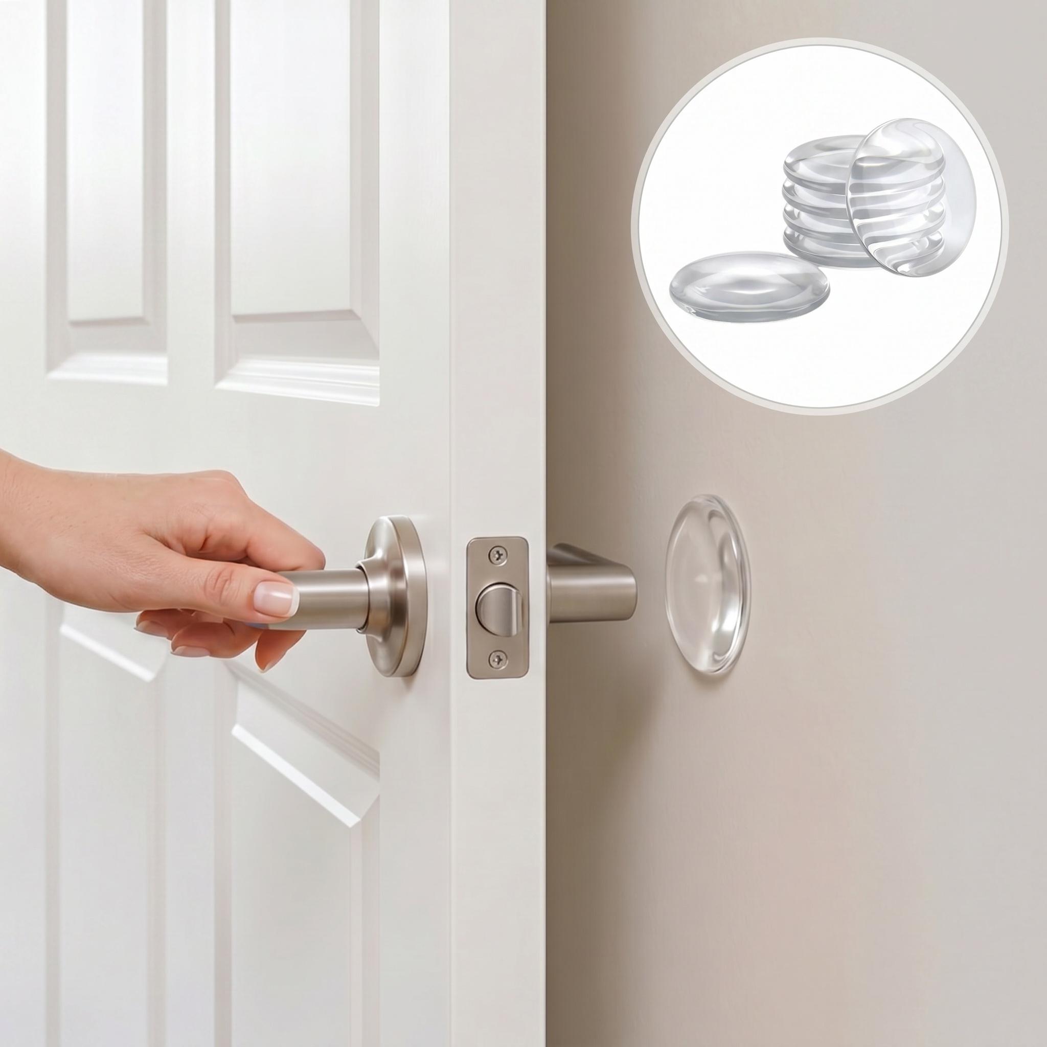 Clear Silicone Door Stopper Wall Protector, Shock Absorbing Noise Dampening Self Adhesive Bumper Pads, Invisible Anti Collision Buffer For Home Door Handle Cabinet Furniture Toilet, Household Renovation Supplies For Family Renter-YY0