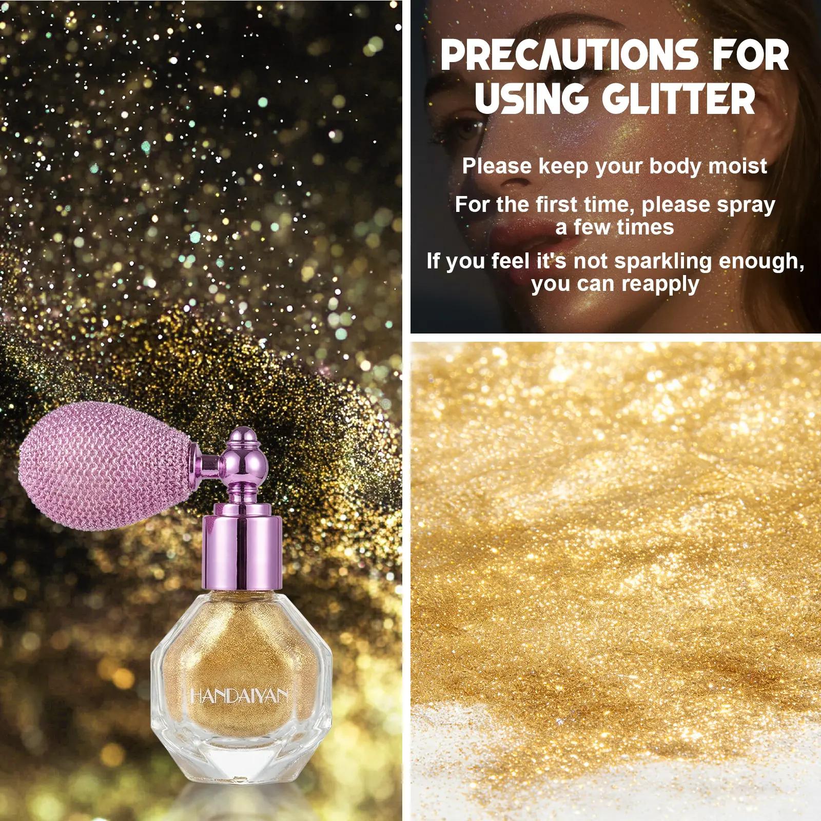 HANDAIYAN Polvo De Hadas Fairy Glow Collection, Patting Highlighter Powder & Glitter Spray, Multi-Use Shimmer for Face Body Hair Contouring Blush Party Makeup HANDAIYAN Polvo De Hadas Fairy Glow Collection, Patting Highlighter Powder & Glitter Spray, Multi-Use Shimmer for Face Body Hair Contouring Blush Party Makeup