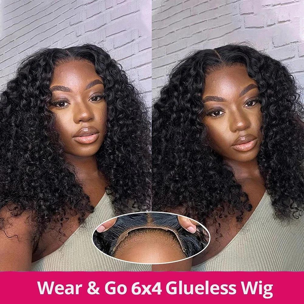 Bling Hair Glueless Deep Wave Ready to Wear 5x5 Lace Clousure Wig Human Hair Pre Plucked 6x4 Curly Brazilian Transparent Lace Wigs For Women