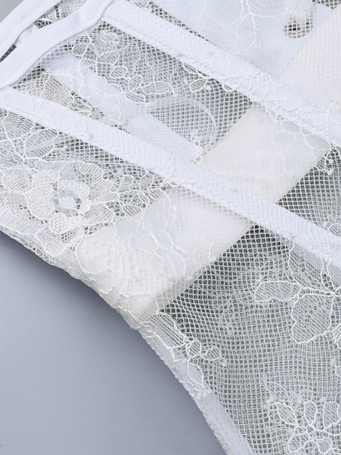 1 Count Women's Elegant White Lace Waist Cincher, Floral Embroidery & Smooth Satin Trim Shapewear Belts, Curved Hourglass Silhouette Design Girdle, Secure Front Button Closure Corset, Comfortable Slimming Girdle, Suitable For Daily & Outing