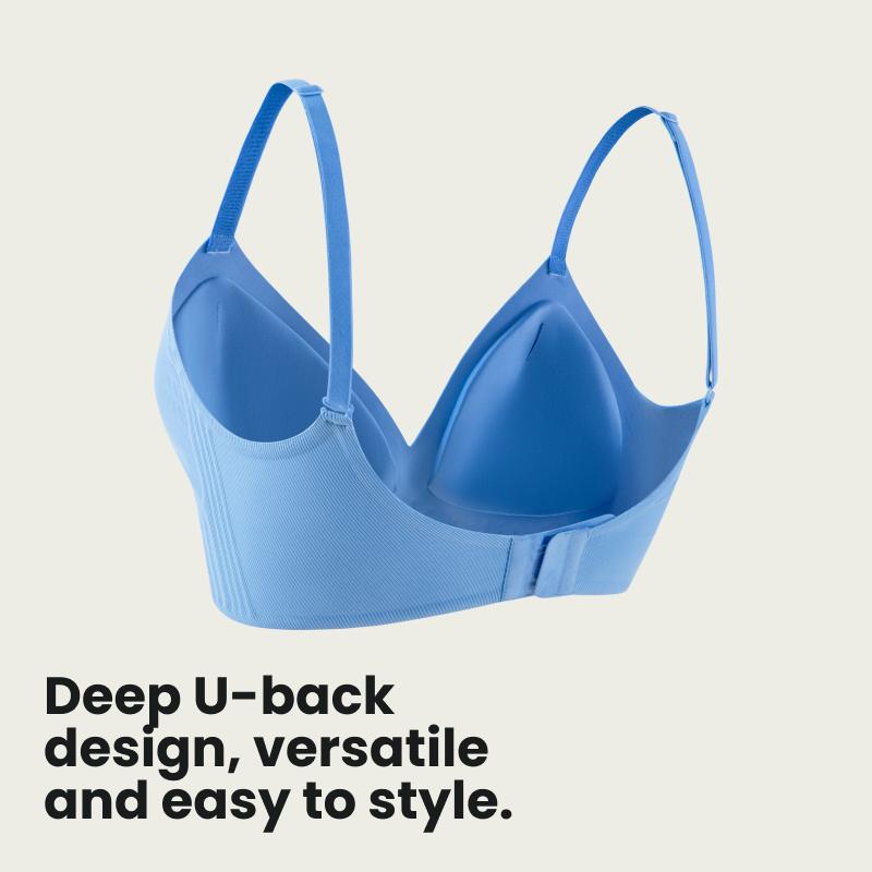 BodyTips Ultra-Thin Ribbed Wireless Bra with Backless Design