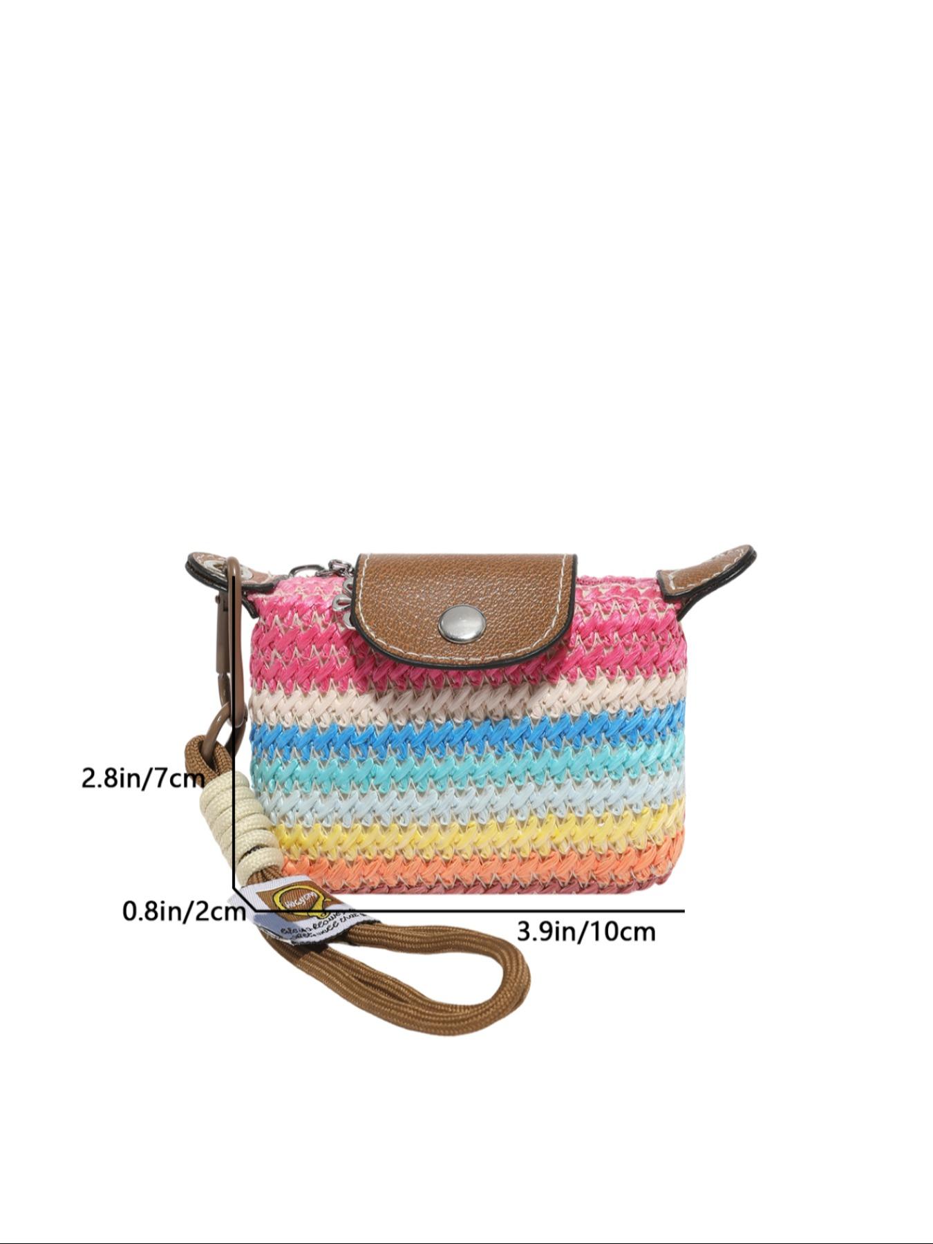 Women's Mini with Detachable Nylon Wristband, Colorful Braided Design, Zipper Closure, Decorative Bag, Wristlet Wallets, Christmas Gift for Young Girls