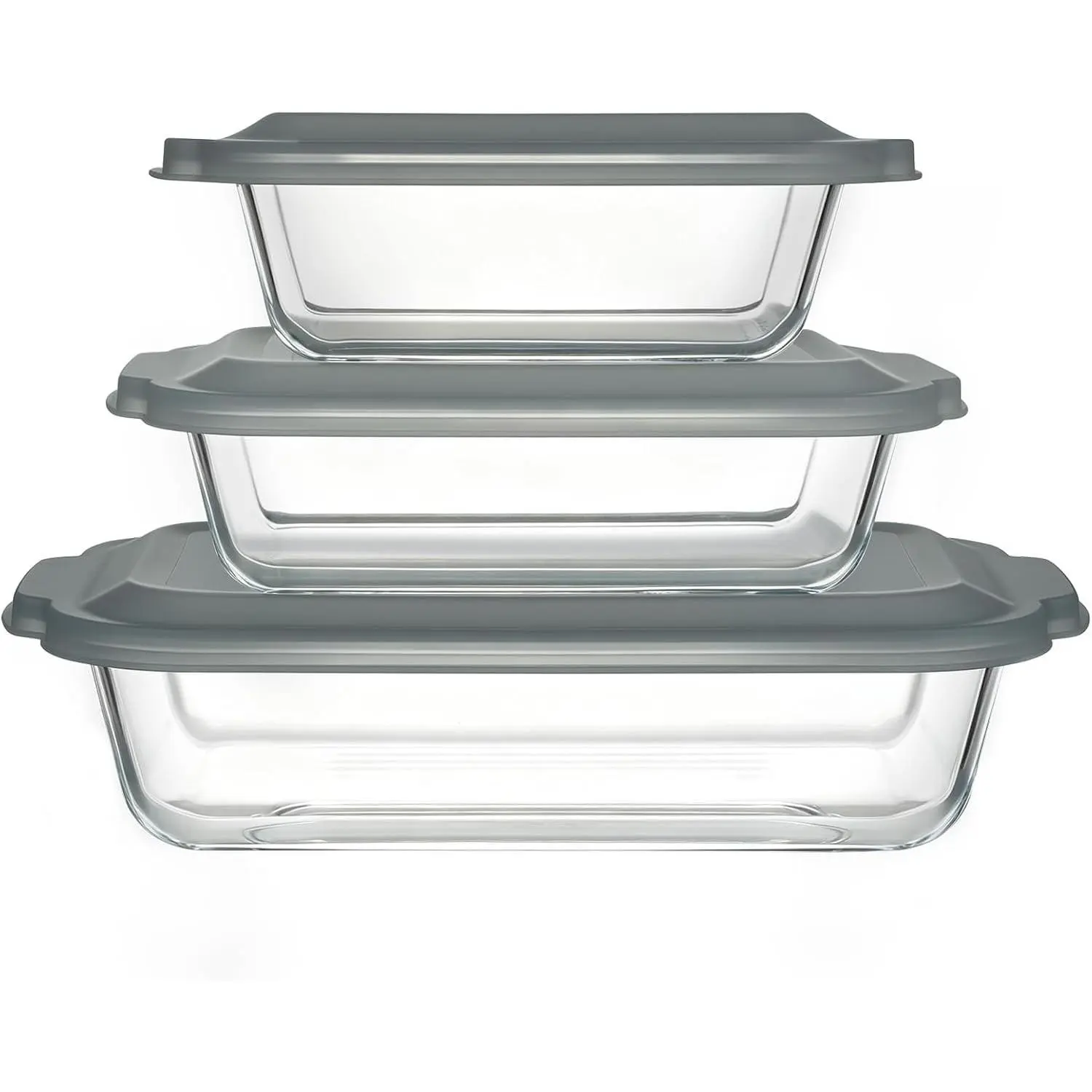 6-Piece Extra-Deep Glass Baking Dish Set with Lids, Rectangular Glass Bakeware Set, Baking Pans for Lasagna, Kitchen, Casserole Dishes for Oven, Freezer-to-Oven and Dishwasher