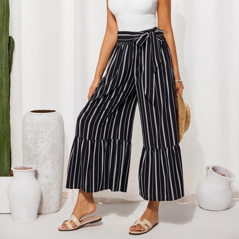 Grace Karin Women Elastic Waist Flared Pants Casual Vacation Full Length Bell-Bottoms Grace Karin Women Elastic Waist Flared Pants Casual Vacation Full Length Bell-Bottoms