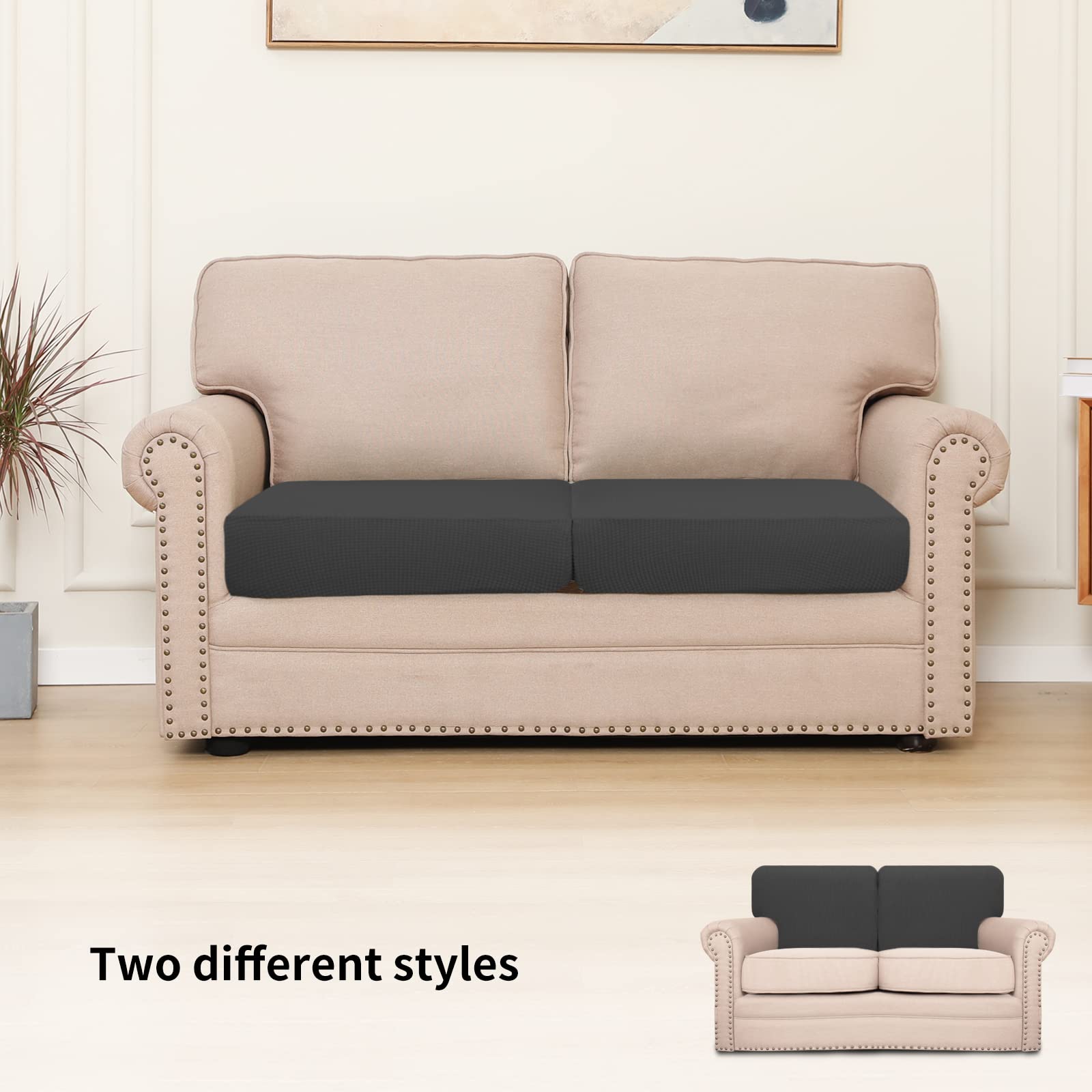 Easy-Going Stretch Cushion Covers for Sectional Sofa Left/Right L Shape Chaise Lounge Sofa Seat slipcover Anti-Slip Sofa Cover Soft
