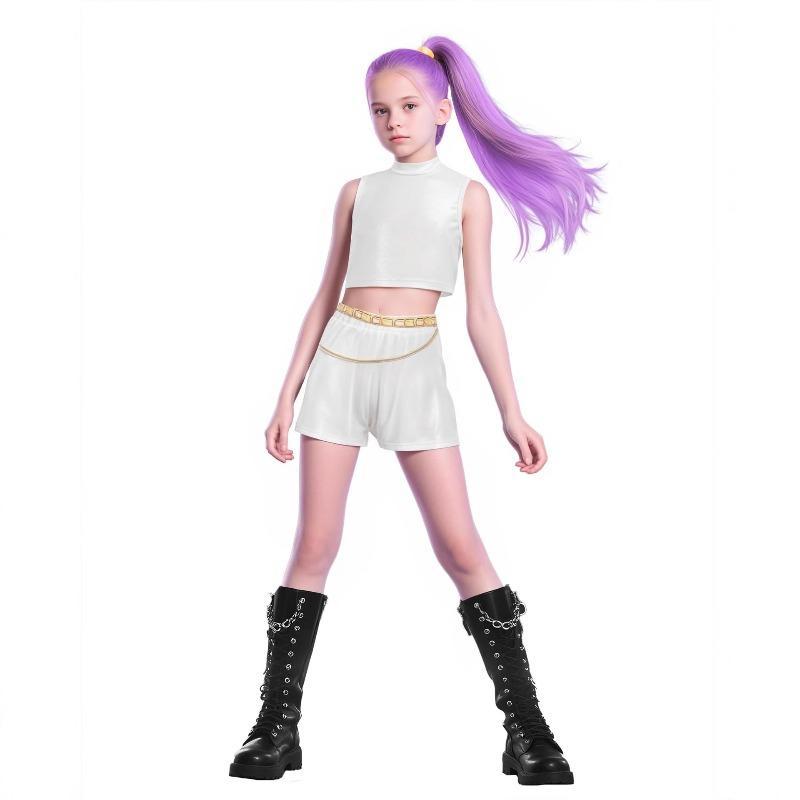 Girls' Viral Halloween Christams Dance Wear Set - Stylish KPop Look Costume with Adorable for Anime Hip Hop Stage Performances, Concerts, Birthdays, Polyester, Adorable Details