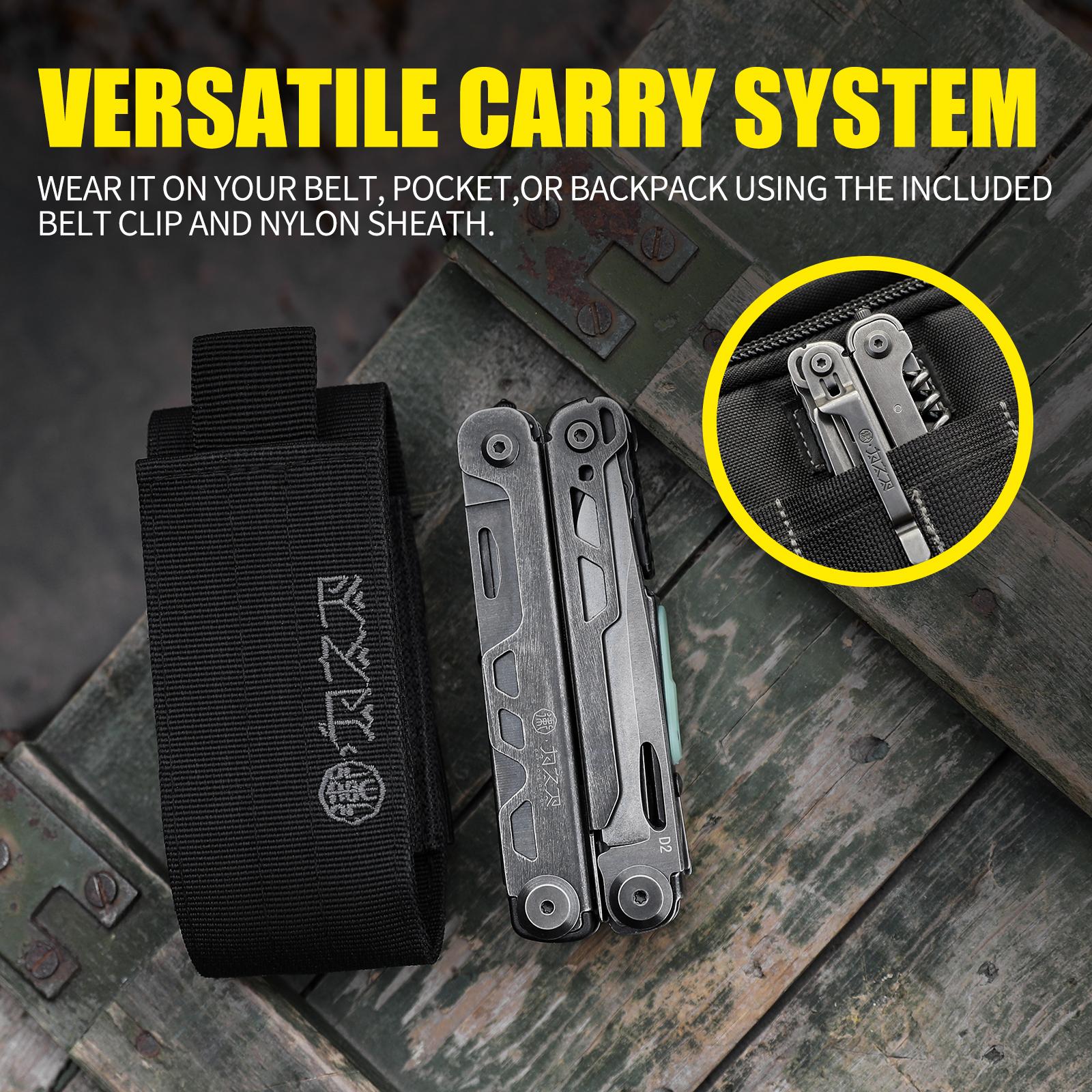 Wetactics MT-61  20-IN-1 EDC MULTITOOL | D2 STEEL SHARP KNIFE + 420 STAINLESS PLIERS | RUST-PROOF, DURABLE & COMPACT | CAMPING SURVIVAL MUST-HAVE | FREE NYLON SHEATH | FITS IN YOUR POCKET!