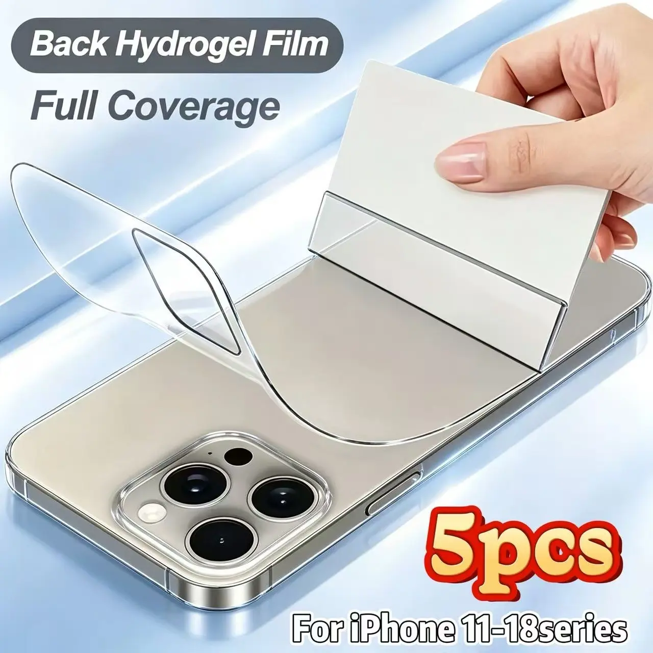 5-Pack Full Coverage Back Film for iPhone 18/17/16/15/14/13 Series, Anti-Scratch Anti-Fingerprint, Compatible with Phone Cases