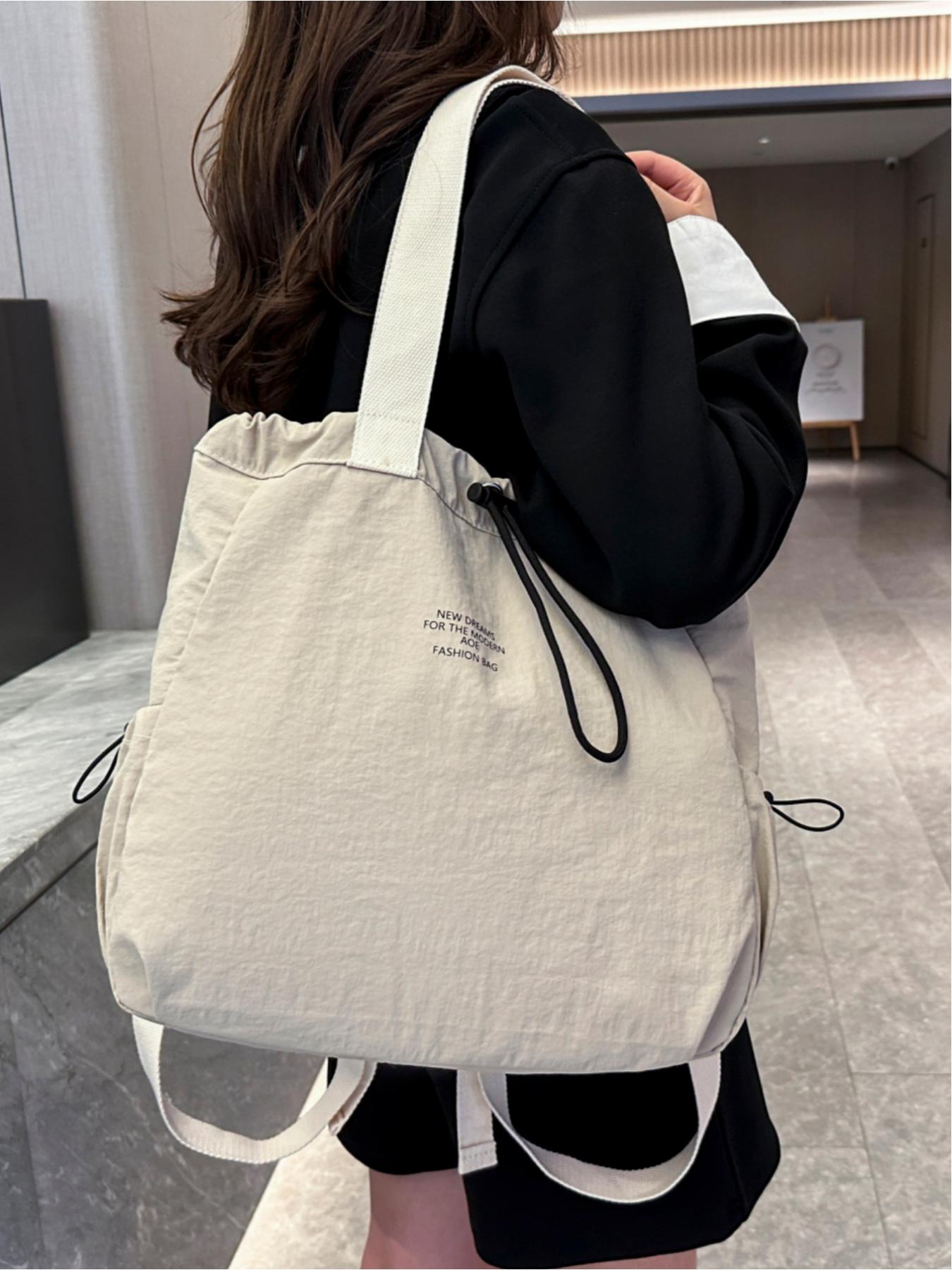 Multifunctional 3-way drawstring bag, lightweight canvas, large capacity, can be used as a backpack, shoulder bag, handbag, Sling backpack, versatile in multiple colors, suitable for commuting, casual wear, and everyday use, ideal for school, work