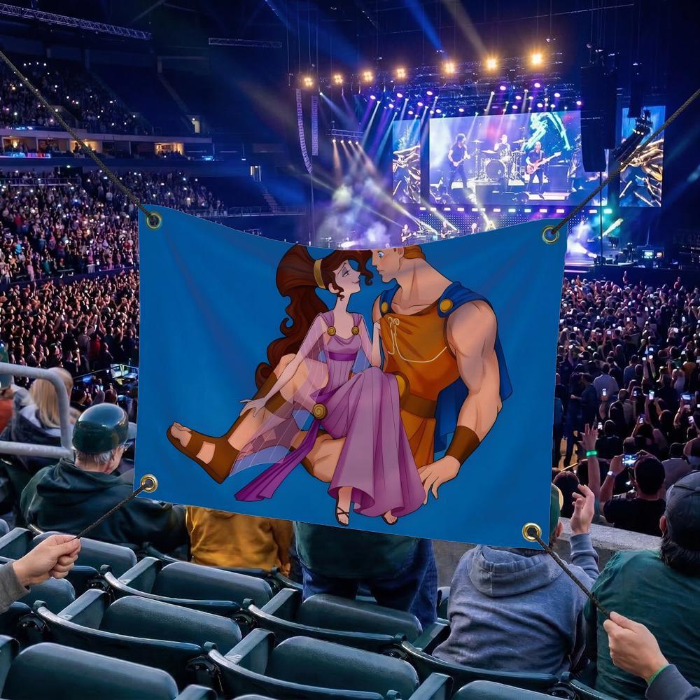 H-Hercules CARTOON Flags Multi Size Atmosphere Flag, Cheerleading Hand Pulled Banner, Portable Outdoor Event Flag & Wall Decor for Sports, Parties, Home and Room Decoration