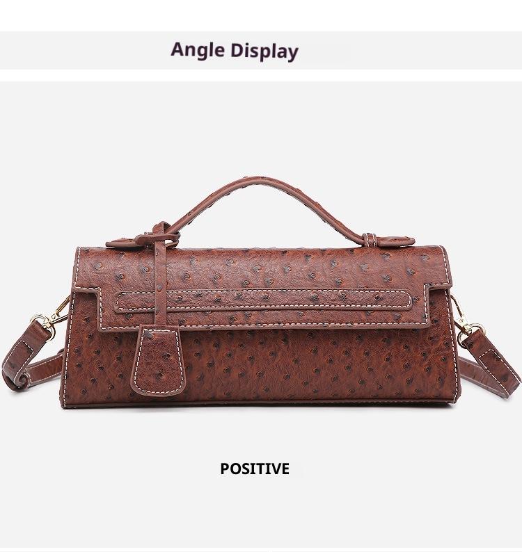 NOVEL Best-Selling New Arrival: Premium Ostrich-Print Handbag for Women, Luxury Niche Clutch, Unique Design, Retro Colors, Shoulder/Crossbody Bag, Elegant Evening Bag, Kelly Bag