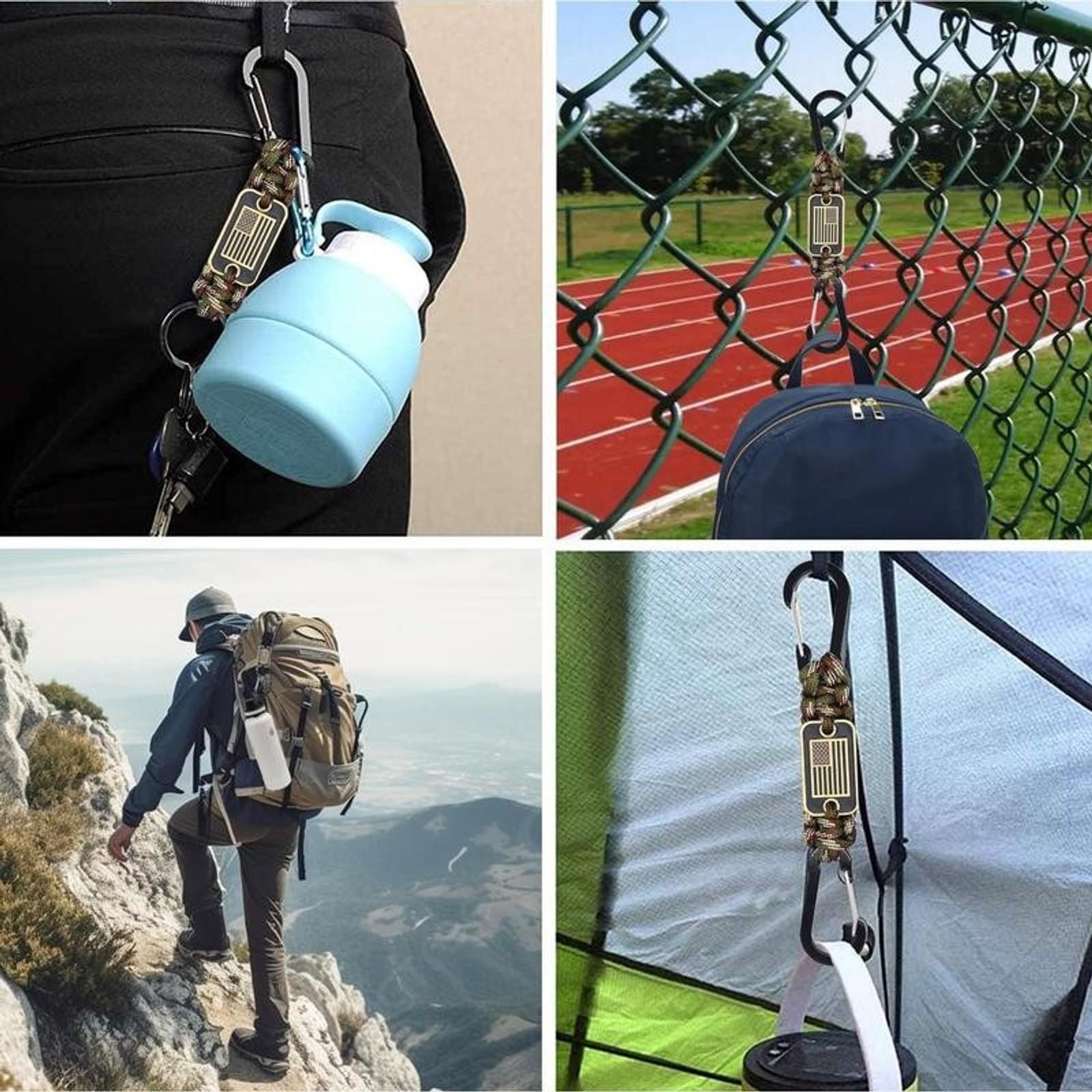 2 Heavy Duty Paracord Lanyard Necklace  550 Braided Keychain Strap with Flag Parachute Rope Keychains Strong for Outdoor Activities Camera Keys