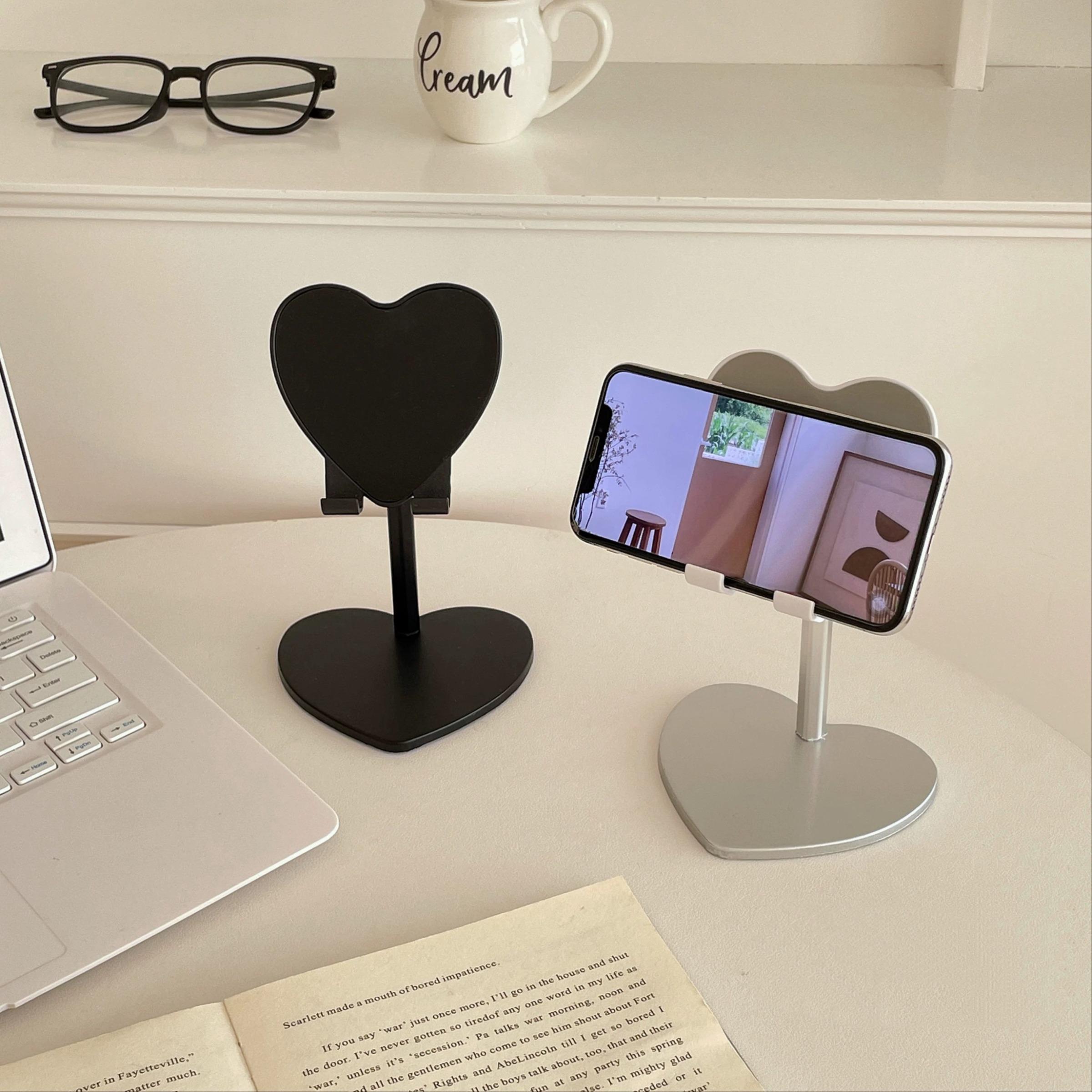 Heart-Shaped Phone Stand Desktop Tablet Holder Adjustable Height Support Stand Portable Phone Holder, Perfect for Watching Movies, Simple and Clean Design, Cell Phone Stand