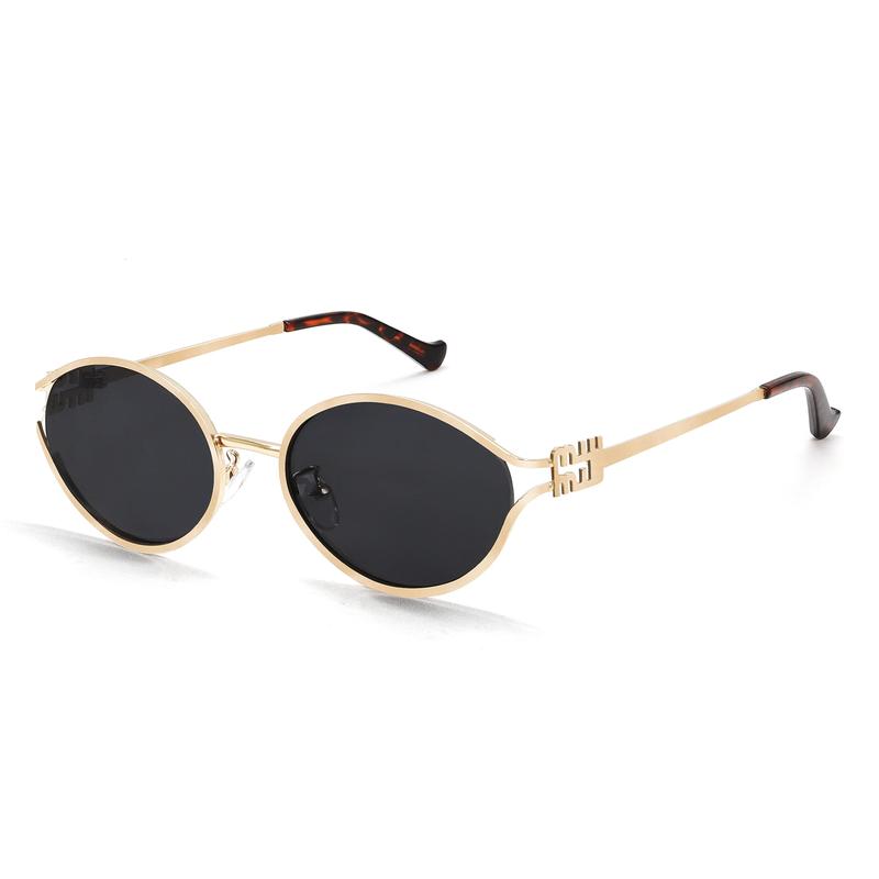 Retro Oval Sunglasses for Women Men Small  Sunglasses Trendy Gold Frame Round Shades Cute Designer Sunnies