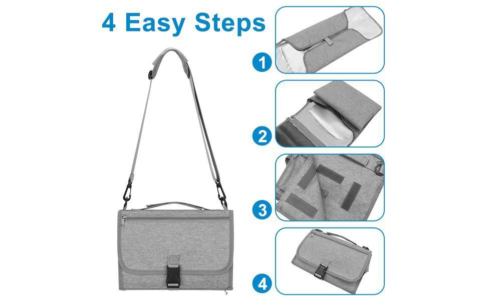 Portable Diaper Changing Pad, Waterproof Travel Baby Changing Mat, Newborn Essentials Baby Shower Gifts, Grey