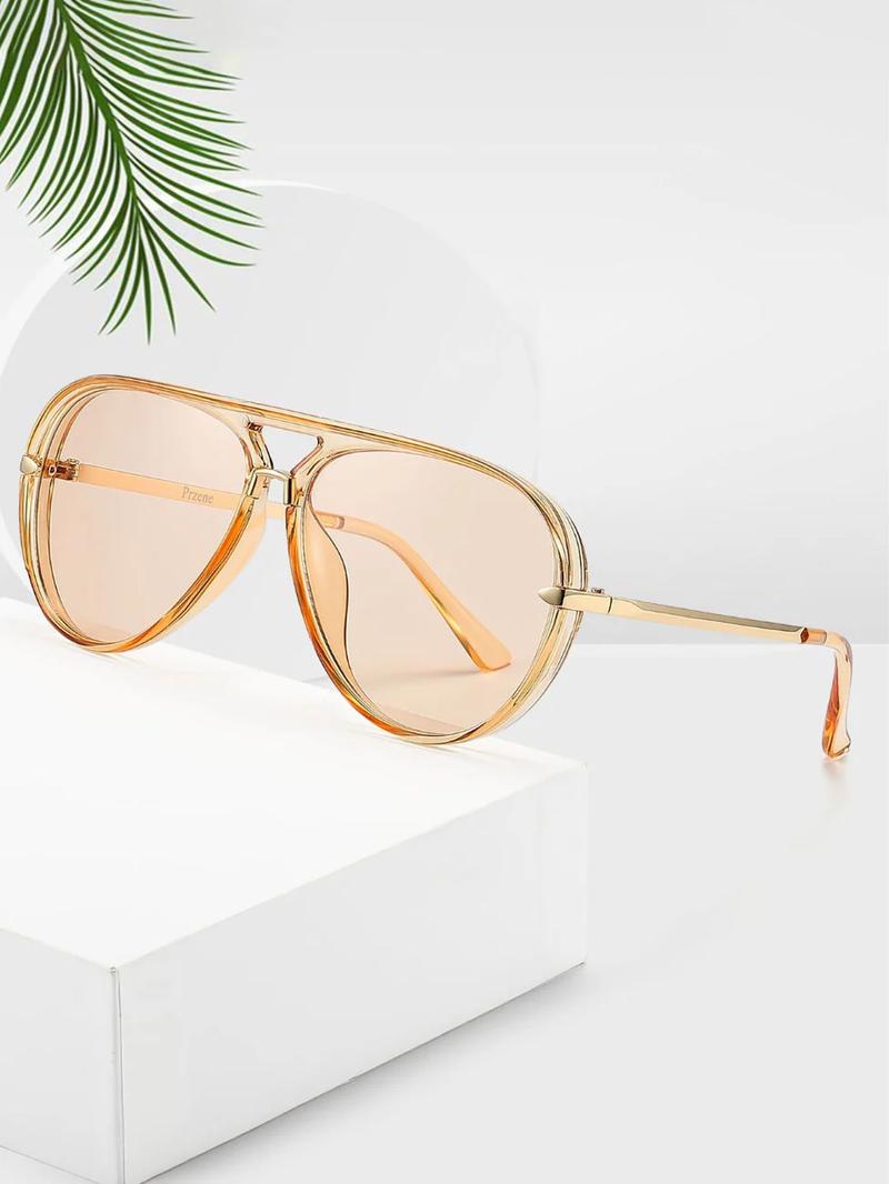 Women's Ombre Tinted Lens Aviator Sunglasses, Aviator Shades, Trendy Casual Sunglasses for Everyday Use, Fashion Accessories for Outdoor Activities