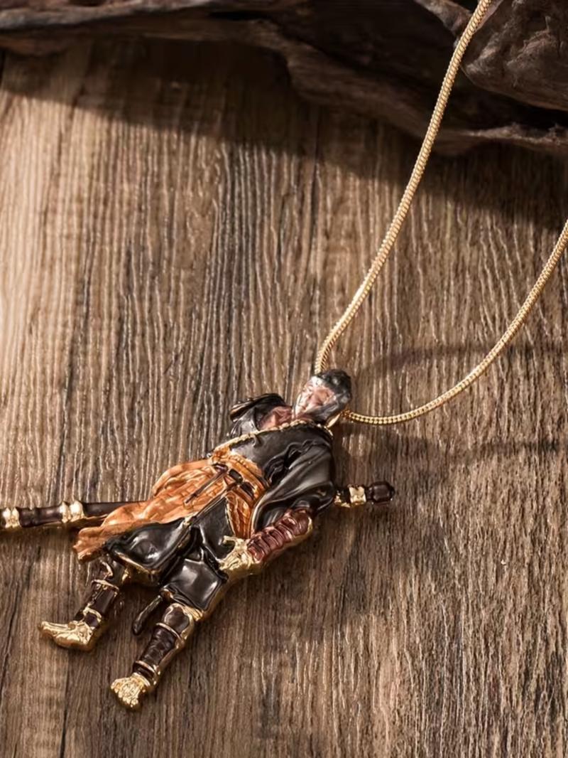 Mythical Goku Alloy Pendant Necklace, Vintage Dark Fantasy Design Snake Chain, Fashion Jewelry Gift for Valentine's Day New Year