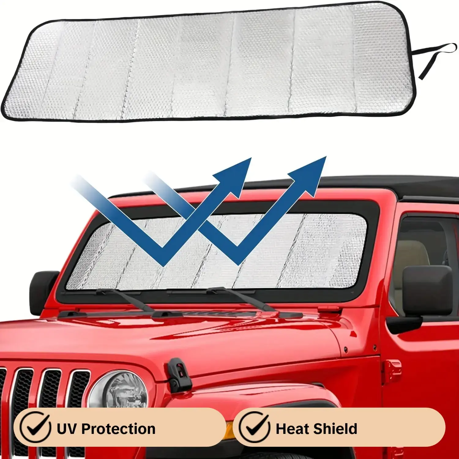 Windshield Sunshade, Car Sunshades For Windshield, Automotive Windshield Sunshades, UV Protective Sunshade for Jeep Wrangler JL & Gladiator JT JLU 2018-2026, Keep Car Interior Cool, Front Window Sun Shade Heat Shield, Visor Vehicle Accessories