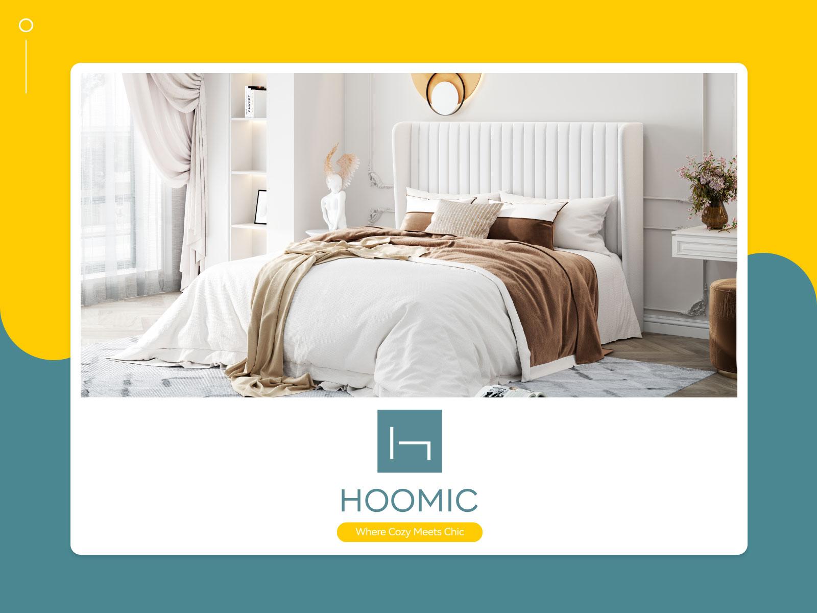 HOOMIC Modern Velvet Upholstered Platform Bed Frame【Frame Only No Mattress】Vertical Channel Tufted Wingback Headboard with Wooden Slat Platform,No Box Spring Needed,Twin/Full/Queen/King
