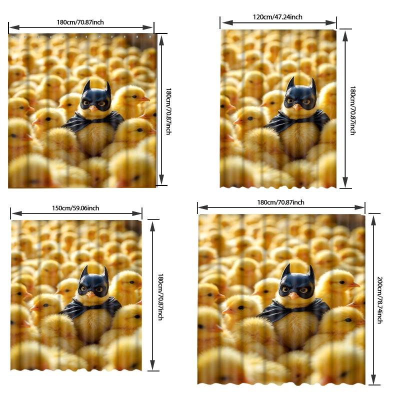 1pc Funny Cartoon Chicken Batman Printed Shower Curtains with Plastic Hooks Shower Curtain for Bathtub Bathroom, Suitable for Home and Hotel Machine Washable Bathroom Decor as Best Gifts for Birthday and Christmas