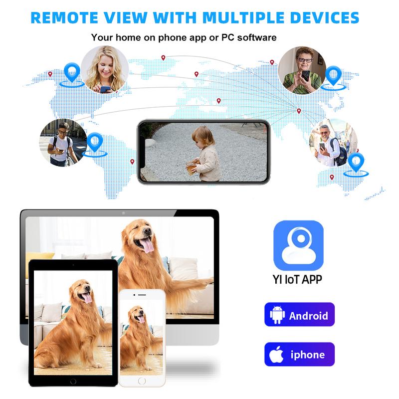 Indoor Pan/Tilt Smart Dog Security Camera, 1080p HD,2.4GHz with Night Vision,Motion Detection for Children and Pet Monitor, Cloud & SD Card Storage, Works with Alexa& Google Home, White