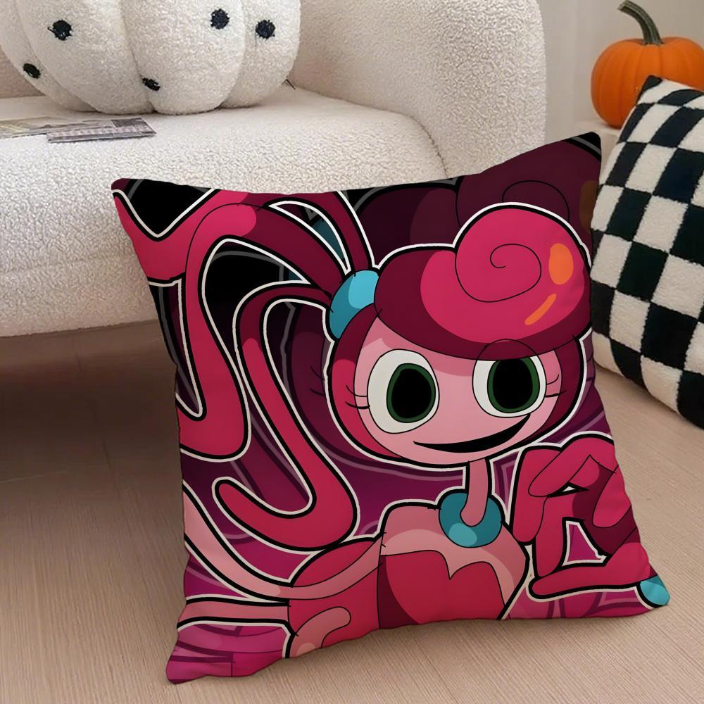 Hot Classic Horror Eerie American Video Game P-Poppy Playtime Pillow Case Anti-dustmite Pillowcase  Sofa Cushion Cover with Invisible Zipper Silky Short Plush Polyester Microfiber Fabric White Available in Standard Queen King Sizes for Home Bed Use