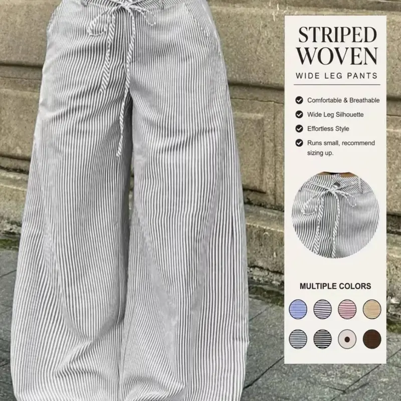 Women's Casual Loose-Fit High-Waisted Pants, Polka Dot Design, Drawstring Waist, Long Flowing Leggings, All Seasons Wear