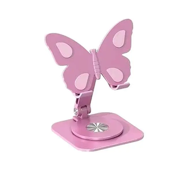 Aluminum Butterfly Shape Phone & Tablet Holder - 360° Rotatable, Adjustable Folding Stand, Durable Waterproof Desktop Accessory, No Battery Needed, Smartphone-Compatible, Back to School Essential